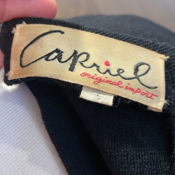 Capriel -1960’s Vintage 100% Wool Black Knit Dress W Rhinestone Trim - Picture 10 of 11